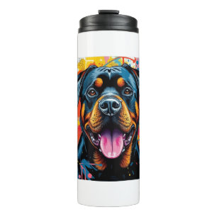 Colourful Rottweiler Pop Art � Vibrant Splash Styl Thermal Tumbler