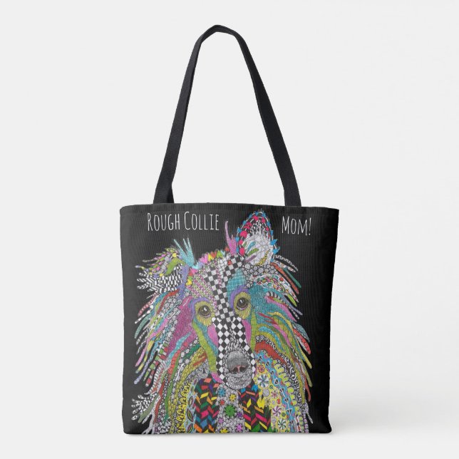 Colourful Rough Collie Mum Tote Bag (Back)