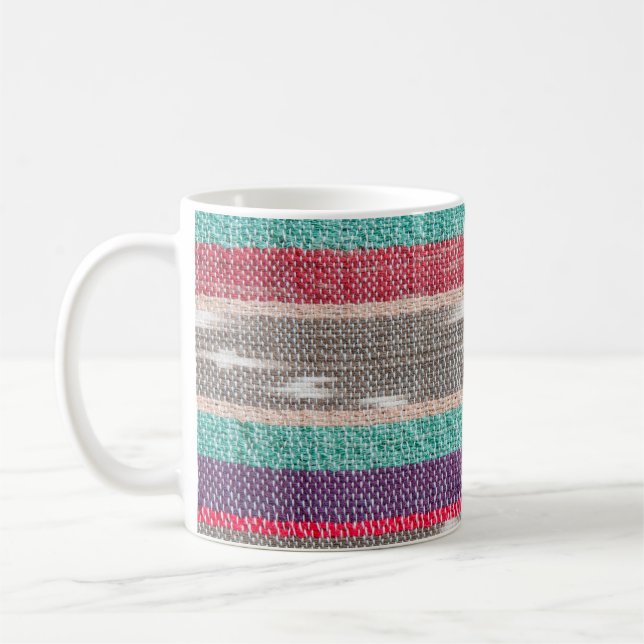 Colourful rough Fabric Texture, Pattern, Backgroun Coffee Mug (Left)