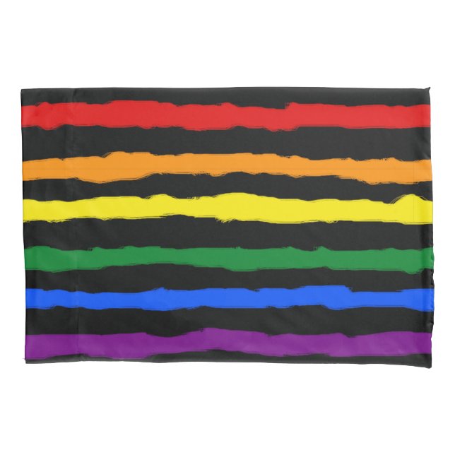 Colourful Rough Rainbow Stripes on Any Colour Pillowcase (Front)