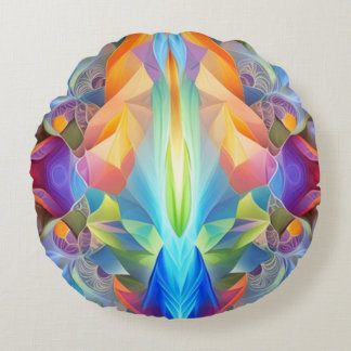 Colourful Round Abstract Throw Pillow