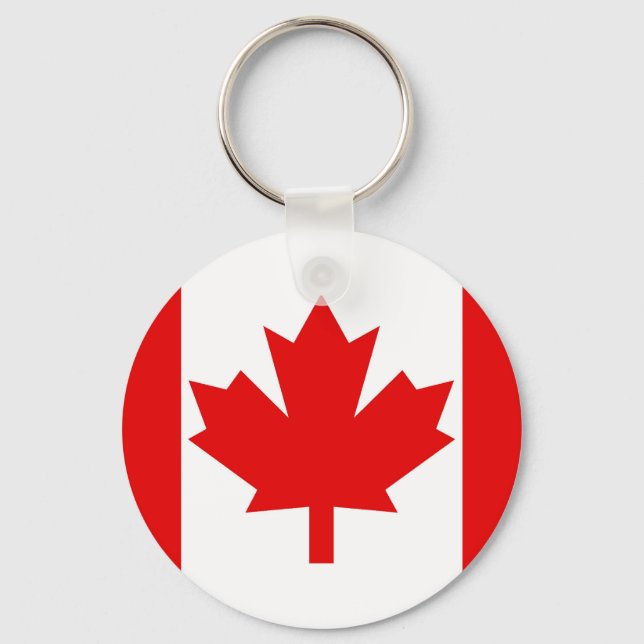 Colourful Round Canadian Flag Key Ring (Front)