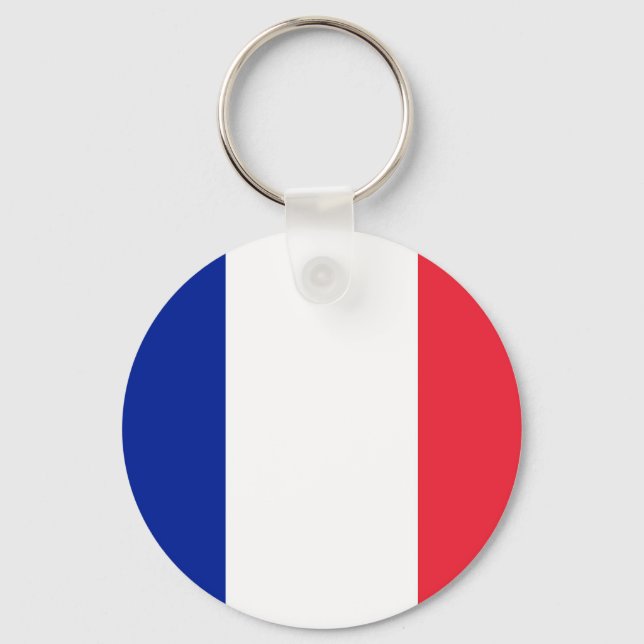 Colourful Round Flag of France Key Ring (Front)