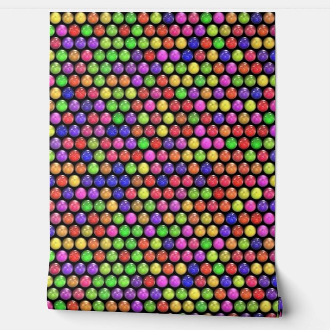 Colourful Round Marble Balls Pattern Wallpaper (Unrolling)