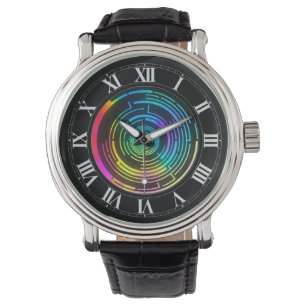 Colourful Round Rainbow Maze Wrist Watch