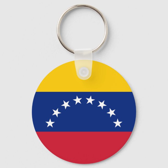 Colourful Round Venezuelan Flag Key Ring (Front)