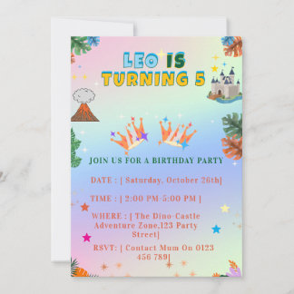 Colourful Royal King Birthday invitation