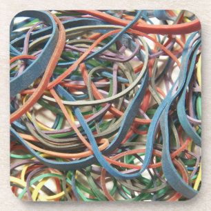 Colourful Rubberbands Cork Coasters