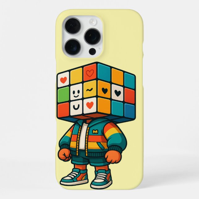 Colourful Rubik Cube Head Character Sticker iPhone Case (Back)