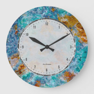Colourful Ruff Marble Stone Pattern Large Clock