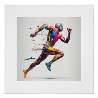 Colourful Running Art  Poster