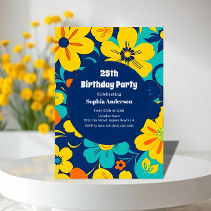 Colourful Rush Blooms-Dopamine Style-Retro Flowers Invitation