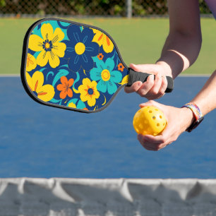 Colourful Rush Blooms-Dopamine Style-Retro Flowers Pickleball Paddle
