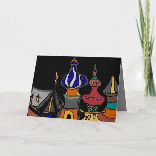 Colourful Russian Steeples Painting  Holiday Card