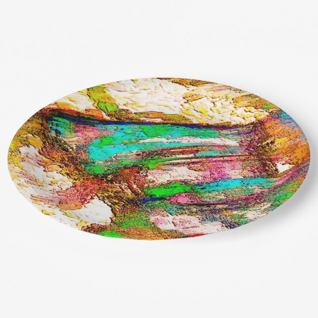 Colourful - Rustic and rough like roughcast Paper Plate (Angled)