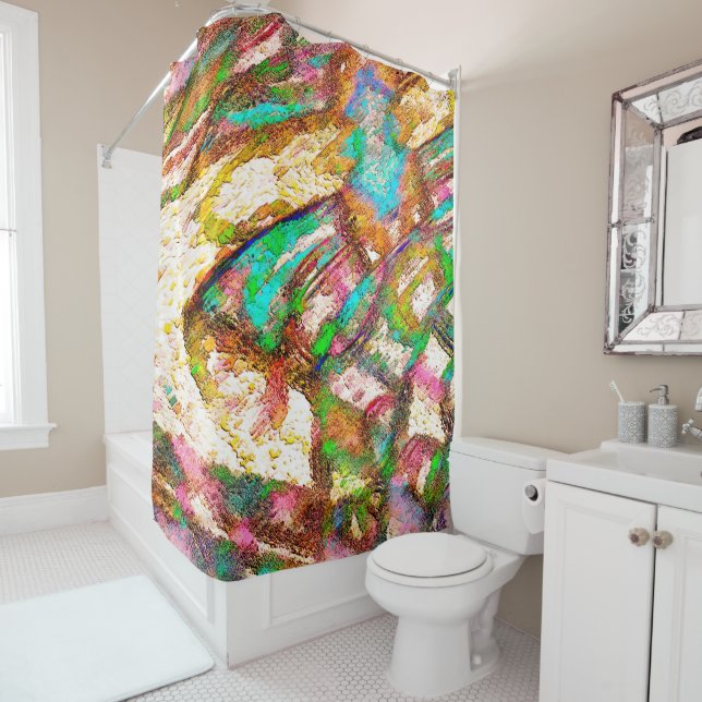Colourful - Rustic and rough like roughcast Shower Curtain (In Situ)
