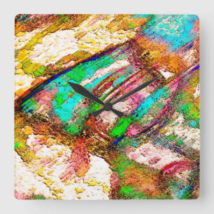 Colourful - Rustic and rough like roughcast Square Wall Clock