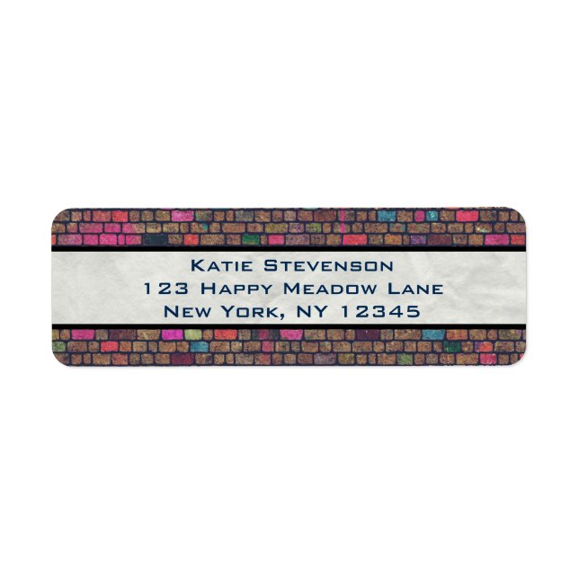 Colourful Rustic Brick Wall Texture Return Address Label (Front)