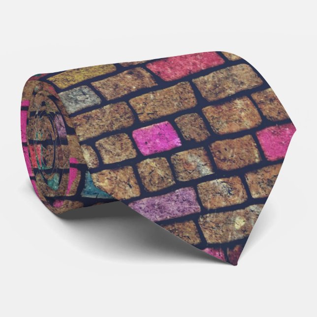 Colourful Rustic Brick Wall Texture Tie (Rolled)