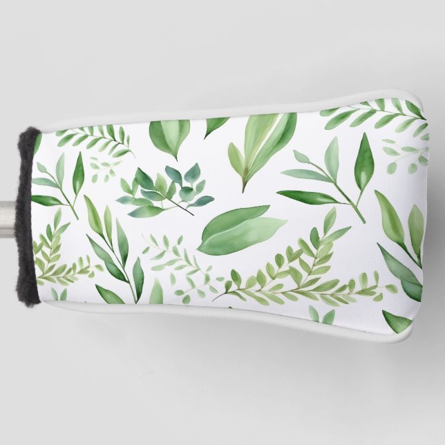   Colourful Rustic Eucalyptus Watercolor Leaves  Golf Head Cover (Front)