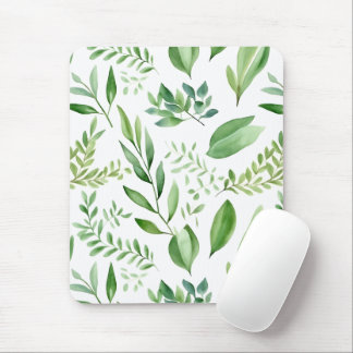   Colourful Rustic Eucalyptus Watercolor Leaves  Mouse Pad