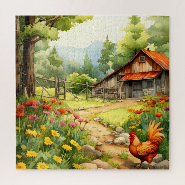 Colourful Rustic Farmhouse Puzzle (Vertical)