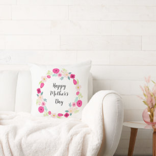 Colourful Rustic Floral Wreath Cushion