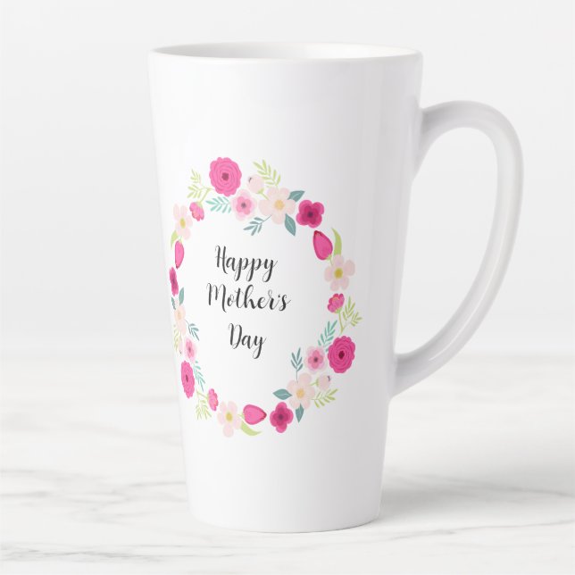 Colourful Rustic Floral Wreath Latte Mug (Right)