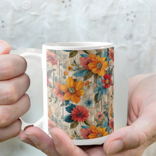 Colourful Rustic Flower Coffee Mug