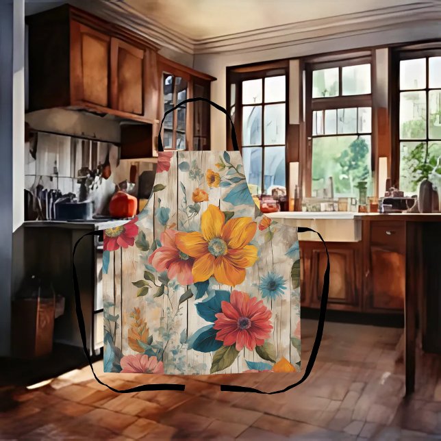 Colourful Rustic Flowers Apron (Creator Uploaded)
