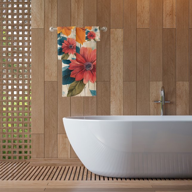 Colourful Rustic Flowers Bath Towel Set (Creator Uploaded)