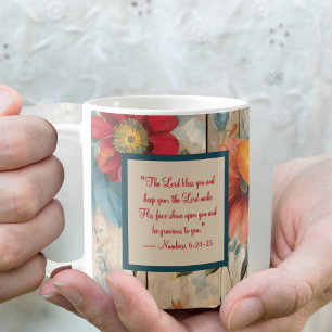 Colourful Rustic Flowers Blessing Mug