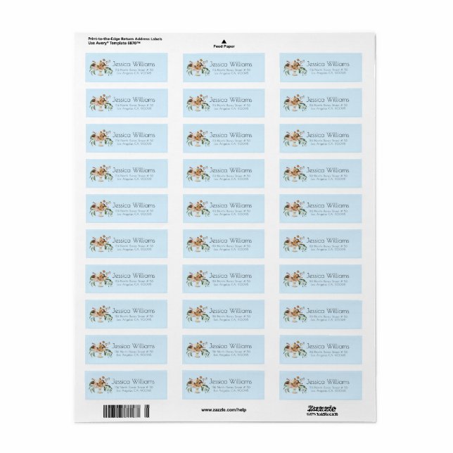 Colourful rustic flowers bouquet return address label (Full Sheet)