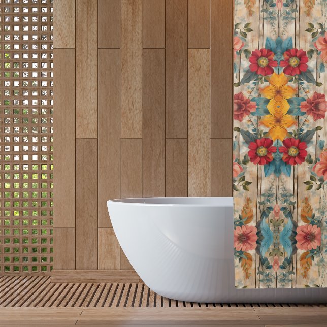Colourful Rustic Flowers Shower Curtain (Creator Uploaded)