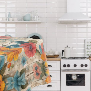 Colourful Rustic Flowers Tablecloth