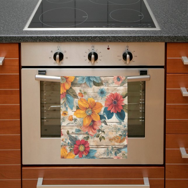 Colourful Rustic Flowers Tea Towel (Creator Uploaded)