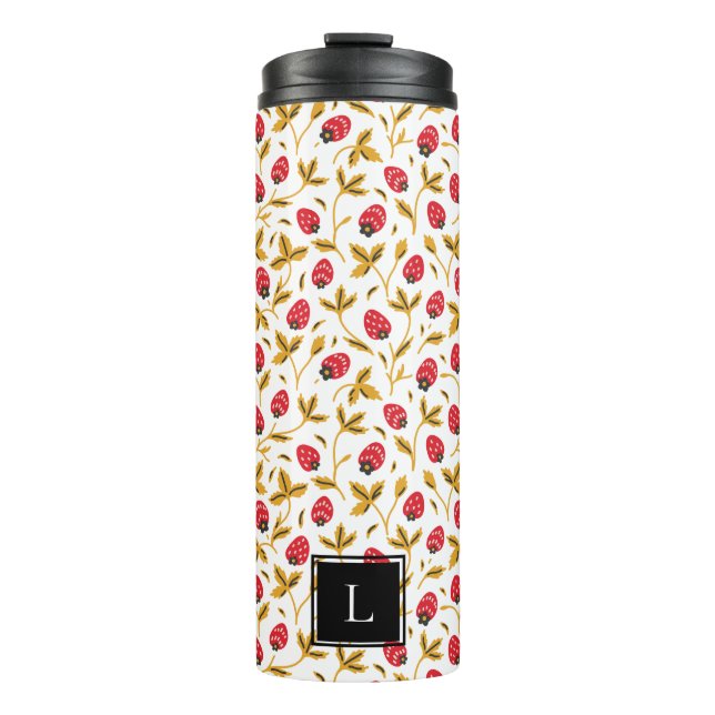 Colourful Rustic Folk Art Berry Pattern Monogram Thermal Tumbler (Front)