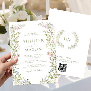 Colourful Rustic Meadow Wildflower Wedding Invitation