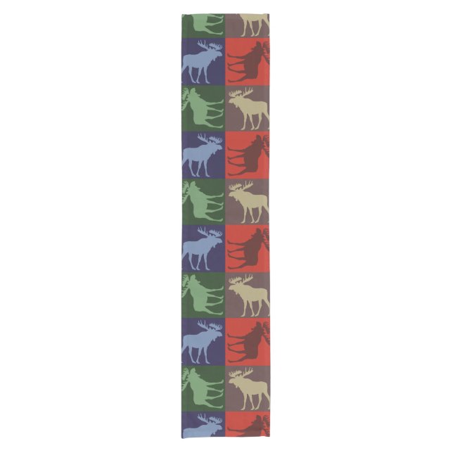 Colourful rustic moose four square table runner (Front)