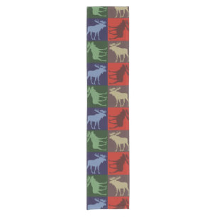 Colourful rustic moose four square table runner