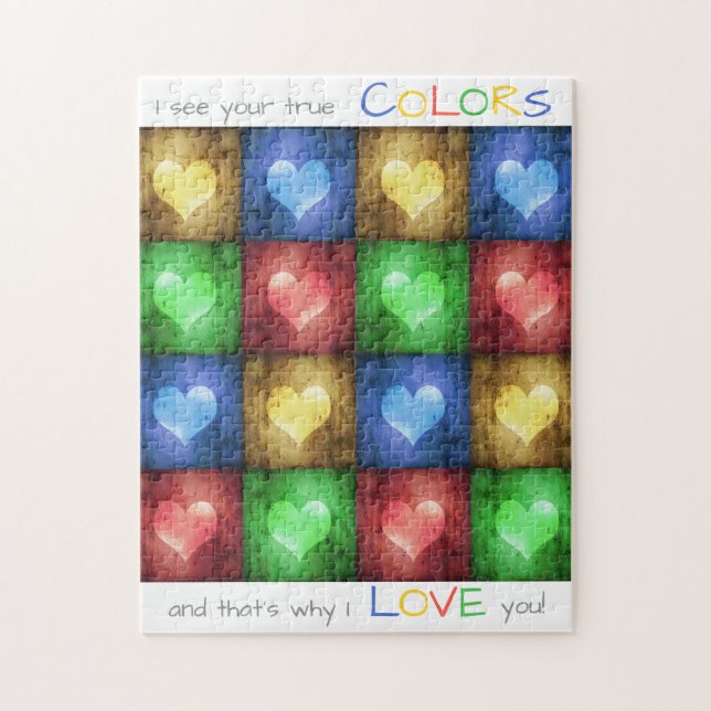 Colourful Rustic Valentine's Day Hearts Jigsaw Puzzle (Vertical)