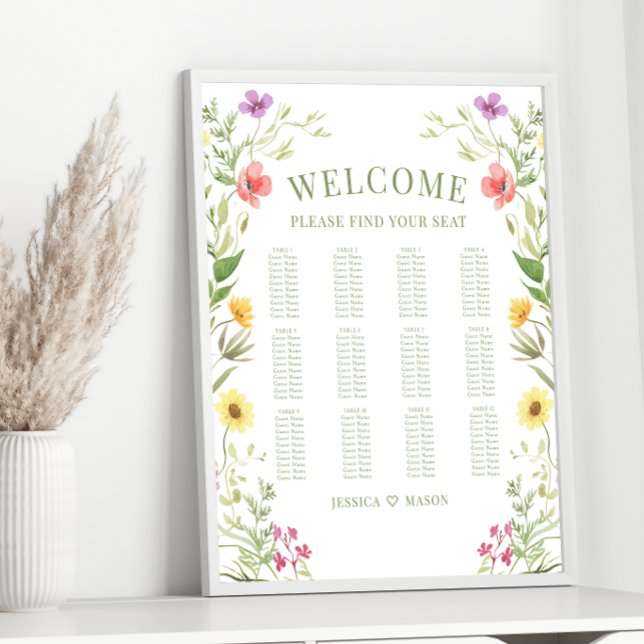 Colourful Rustic Wildflower Wedding Seating Chart (Creator Uploaded)