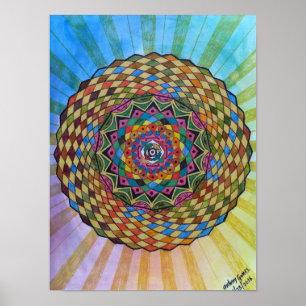 Colourful Sacred Geometry Mandala - WaterColor Poster