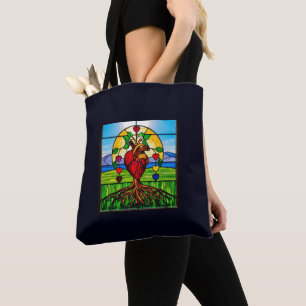 Colourful Sacred Heart Tree of Life Tote Bag