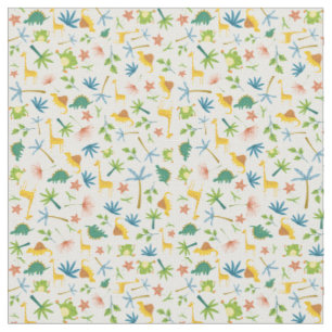 Colourful safari wild animal watercolor giraffe fabric