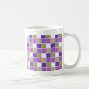 Colourful Sage Green Lavender Purple Tiles Coffee Mug