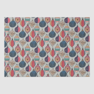 Colourful Sage Vintage Xmas Ornaments Pattern Tissue Paper