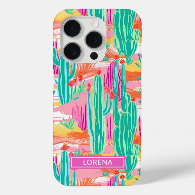 Colourful Saguaro Cacti Personalised Case-Mate iPhone Case (Back)
