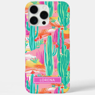 Colourful Saguaro Cacti Personalised iPhone 16 Pro Max Case