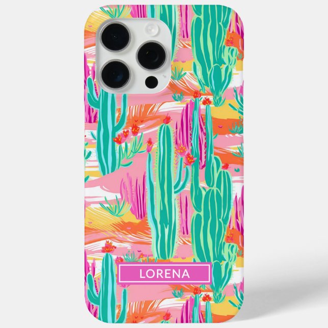 Colourful Saguaro Cacti Personalised Case-Mate iPhone Case (Back)
